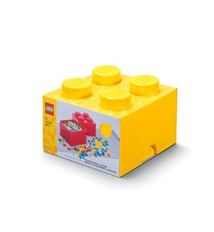 LEGO - 4 KNOBS STORAGE BRICK BRIGHT YELLOW (6) ML